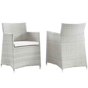 Afuera Living Rattan Outdoor Patio Armchair in Gray/White (Set of 2)