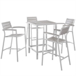 Afuera Living 5-Piece Modern Aluminum Patio Bar Set in White/Light Gray