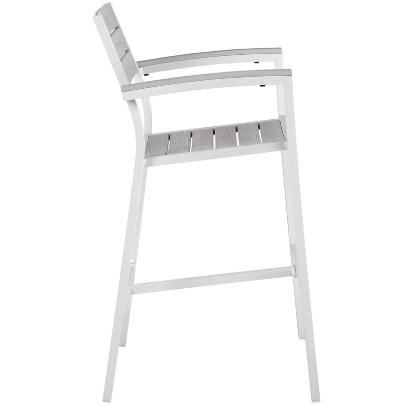 Afuera Living 5-Piece Modern Aluminum Patio Bar Set in White/Light Gray