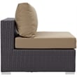 Afuera Living Aluminum and Rattan Patio Armless Chair in Espresso/Mocha
