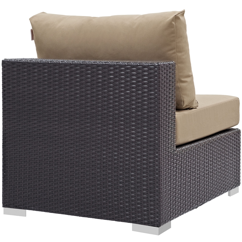 Afuera Living Aluminum and Rattan Patio Armless Chair in Espresso/Mocha