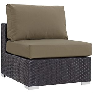 Afuera Living Aluminum and Rattan Patio Armless Chair in Espresso/Mocha