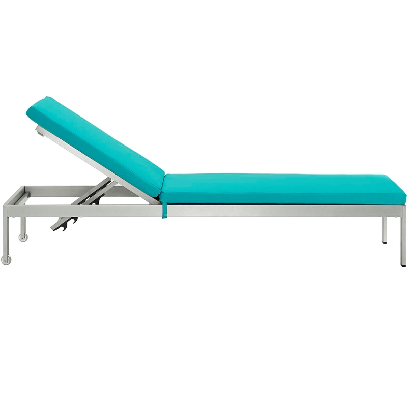 Afuera Living Modern Aluminum & Fabric Outdoor Patio Chaise in Turquoise