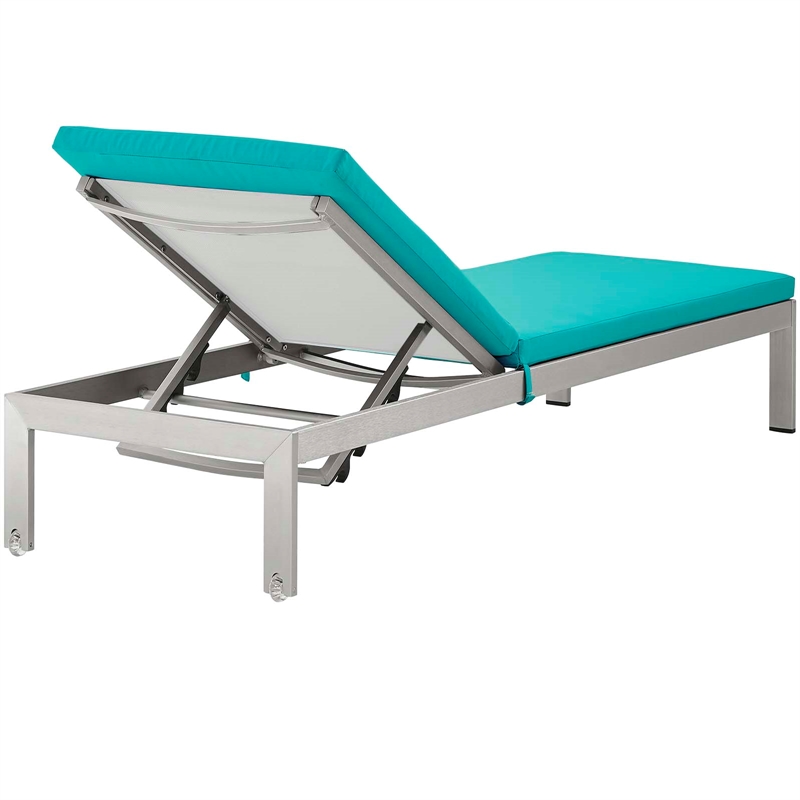 Afuera Living Modern Aluminum & Fabric Outdoor Patio Chaise in Turquoise
