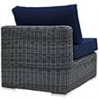 Afuera Living Aluminum and Rattan Patio Armless Sofa Chair in Canvas/Navy