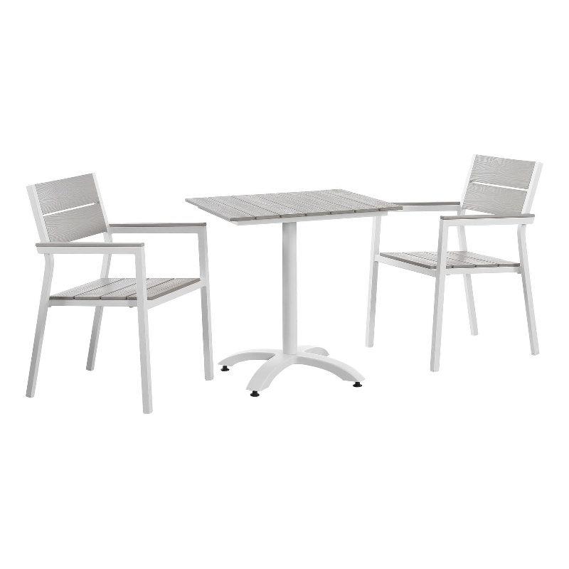 Afuera Living 3-Piece Modern Aluminum Patio Dining Set in White/Light Gray