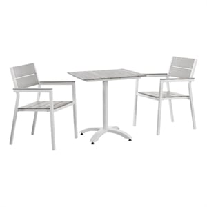 Afuera Living 3-Piece Modern Aluminum Patio Dining Set in White/Light Gray