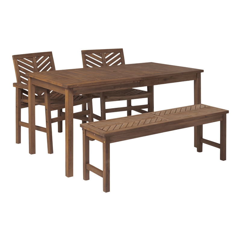 Afuera Living 4-Piece Chevron Outdoor Patio Dining Set in Dark Brown
