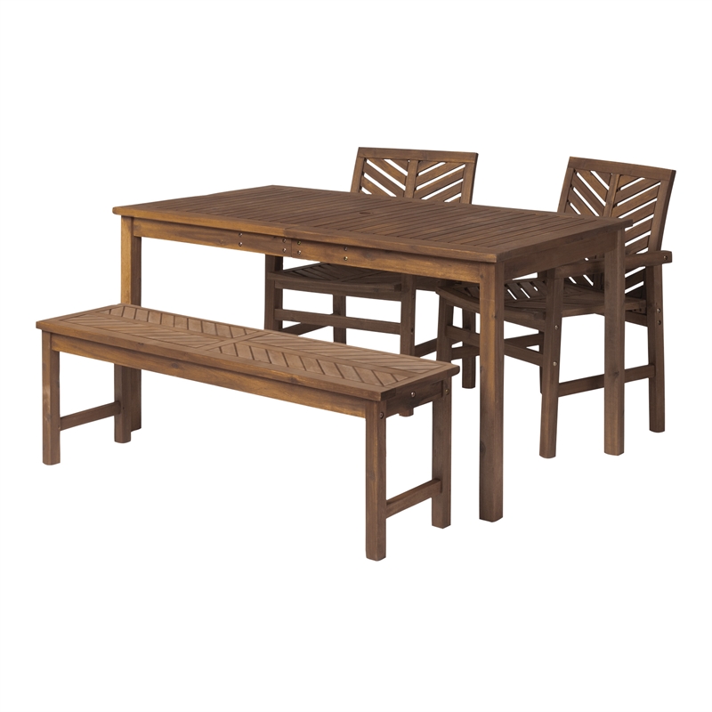 Afuera Living 4-Piece Chevron Outdoor Patio Dining Set in Dark Brown