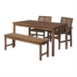 Afuera Living 4-Piece Chevron Outdoor Patio Dining Set in Dark Brown