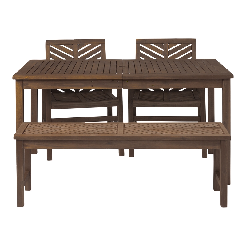Afuera Living 4-Piece Chevron Outdoor Patio Dining Set in Dark Brown