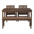 Afuera Living 4-Piece Chevron Outdoor Patio Dining Set in Dark Brown