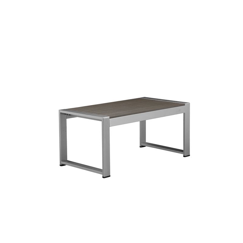 Afuera Living Modern Aluminum Outdoor Coffee Table in Gray Finish