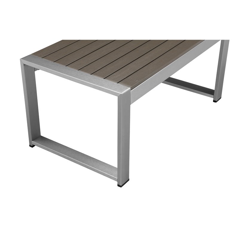 Afuera Living Modern Aluminum Outdoor Coffee Table in Gray Finish
