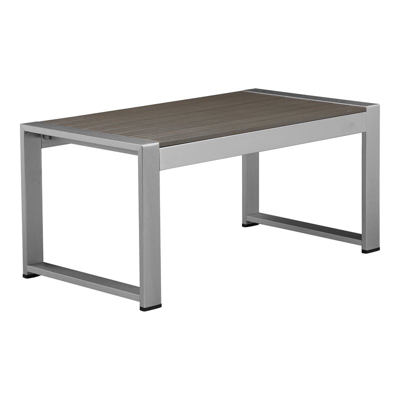 Afuera Living Modern Aluminum Outdoor Coffee Table in Gray Finish