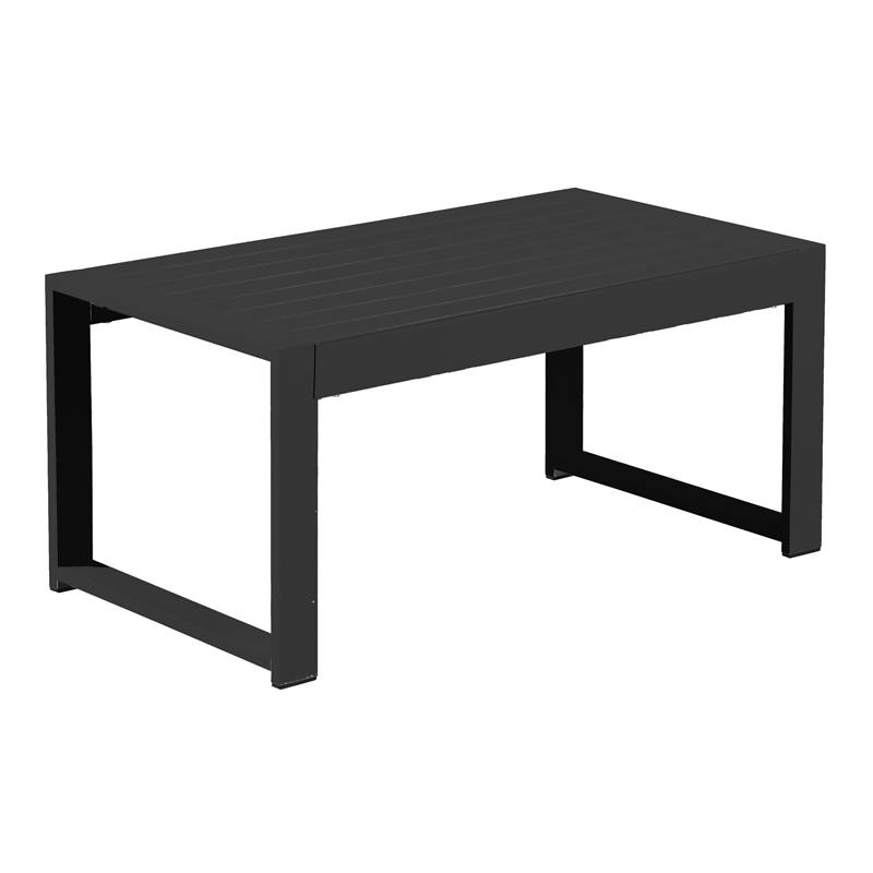Afuera Living Modern Aluminum Frame Outdoor Coffee Table in Black