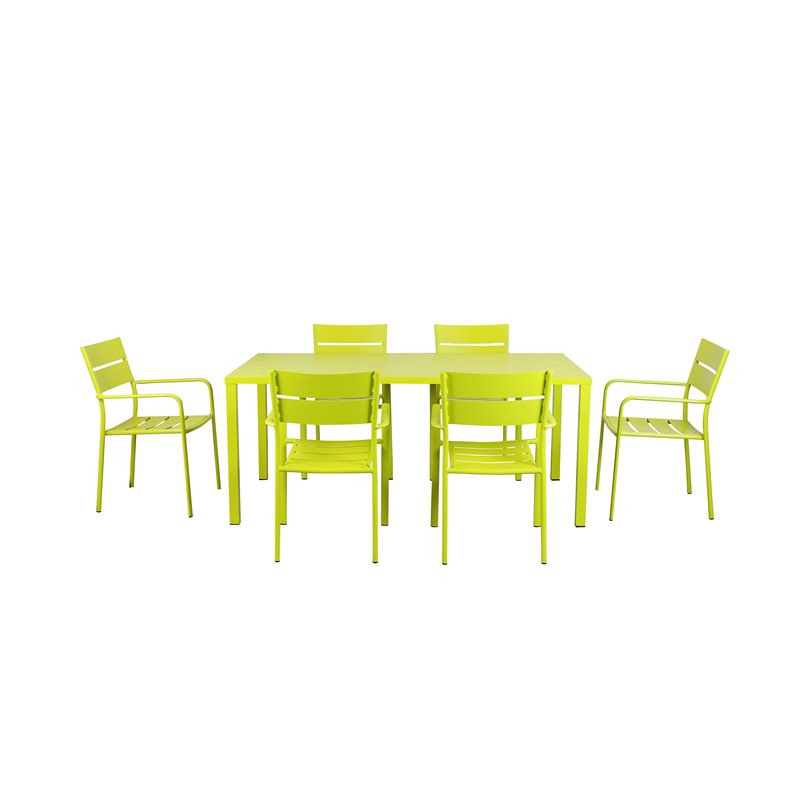 Afuera Living 7-piece Modern Aluminum Frame Patio Dining Set in Green