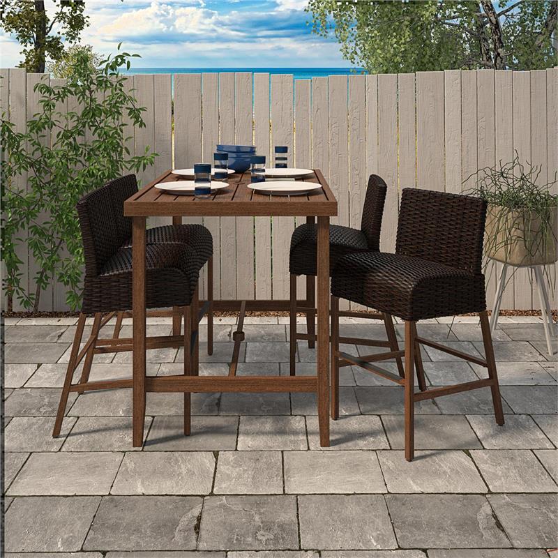 Afuera Living Outdoor Living Patio Bar Table in Steel in Brown