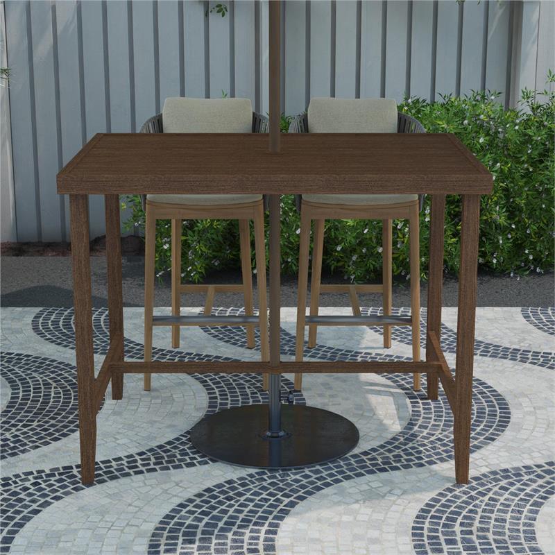 Afuera Living Outdoor Living Patio Bar Table in Steel in Brown