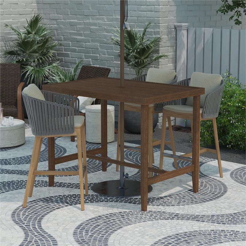 Afuera Living Outdoor Living Patio Bar Table in Steel in Brown