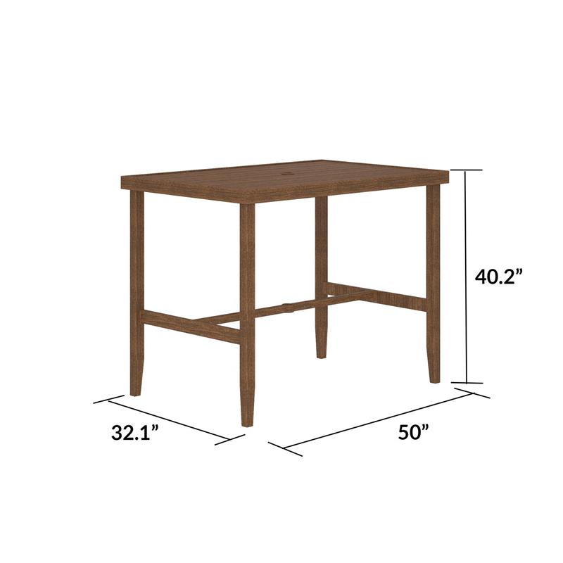 Afuera Living Outdoor Living Patio Bar Table in Steel in Brown