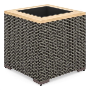 Afuera Living Traditional Rattan Outdoor Planter in Brown Finish
