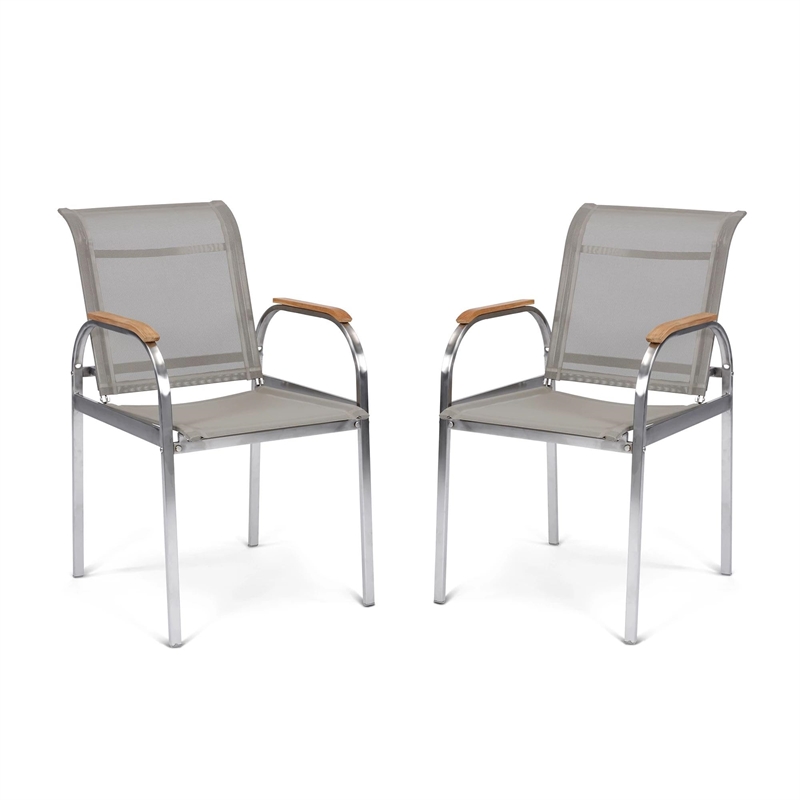 Afuera Living Traditional Gray Upholstered Outdoor Chair Pair