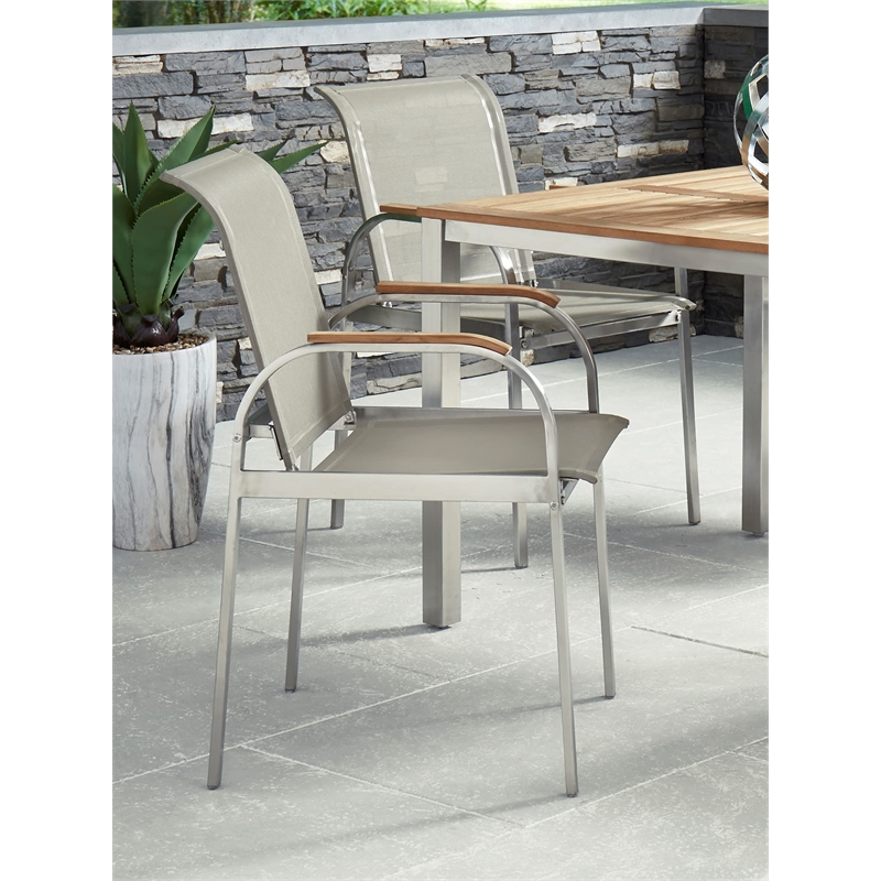 Afuera Living Traditional Gray Upholstered Outdoor Chair Pair