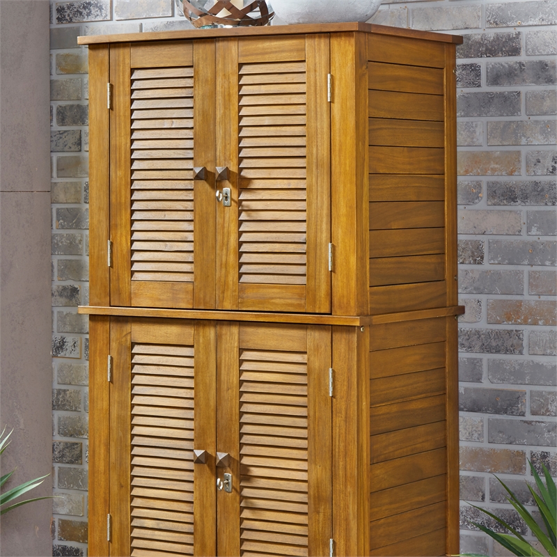 Afuera Living Traditional Wood Outdoor Storage Cabinet in Brown