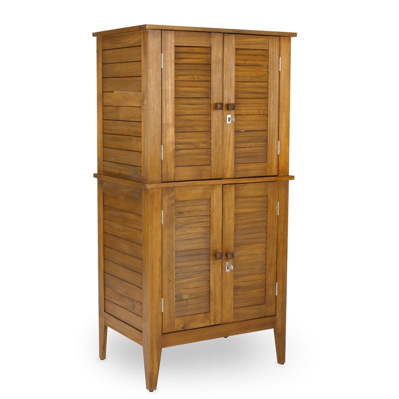 Afuera Living Traditional Wood Outdoor Storage Cabinet in Brown