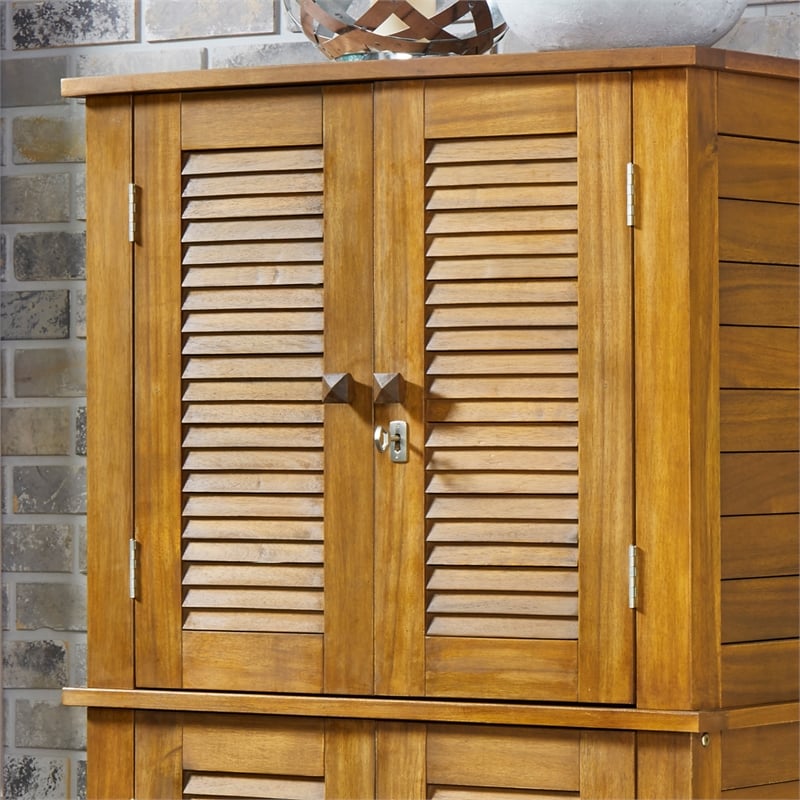 Afuera Living Traditional Wood Outdoor Storage Cabinet in Brown
