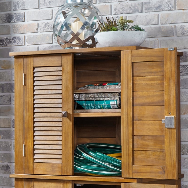 Afuera Living Traditional Wood Outdoor Storage Cabinet in Brown