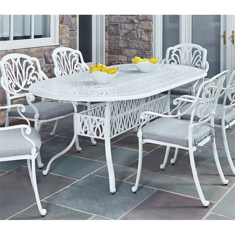 Afuera Living Traditional Aluminum Outdoor Dining Table in White