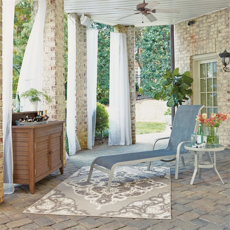 Afuera Living Traditional Aluminum Outdoor Chaise Lounge in Gray