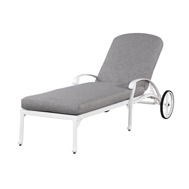 Afuera Living Traditional Aluminum Outdoor Chaise Lounge in White