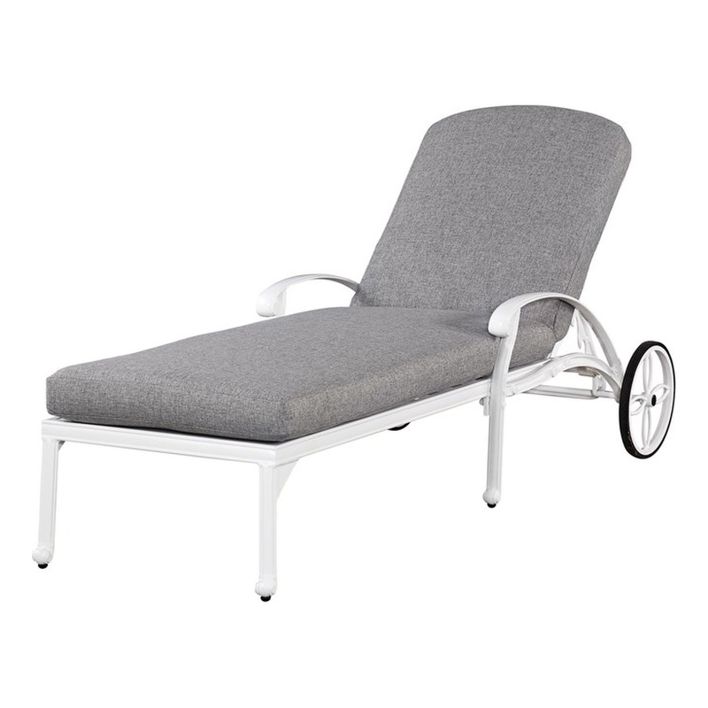 Afuera Living Traditional Aluminum Outdoor Chaise Lounge in White