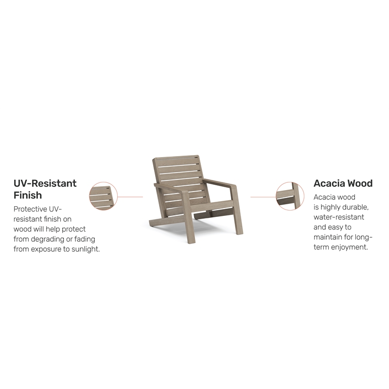 Afuera Living Traditional Sustain Wood Outdoor Lounge Chair in Gray