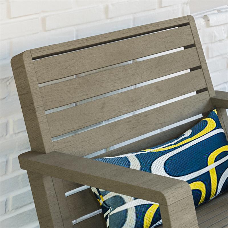 Afuera Living Traditional Sustain Wood Outdoor Lounge Chair in Gray