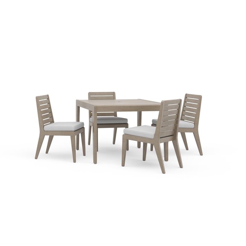 Afuera Living Sustain Wood Outdoor Dining Table and Four Chairs in Gray