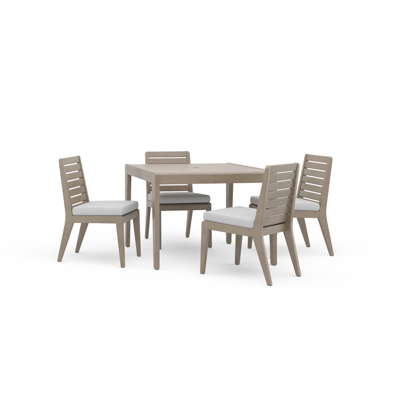 Afuera Living Sustain Wood Outdoor Dining Table and Four Chairs in Gray