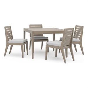 Afuera Living Sustain Wood Outdoor Dining Table and Four Chairs in Gray