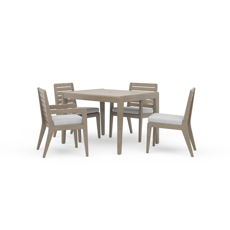 Afuera Living Sustain Wood Outdoor Dining Table and Four Chairs in Gray