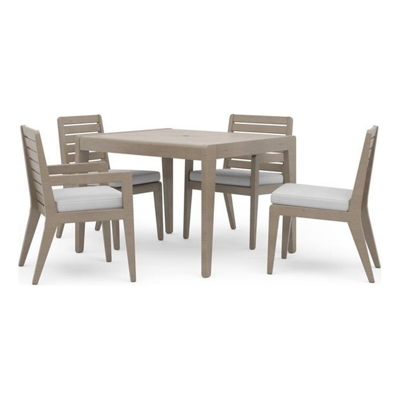 Afuera Living Sustain Wood Outdoor Dining Table and Four Chairs in Gray