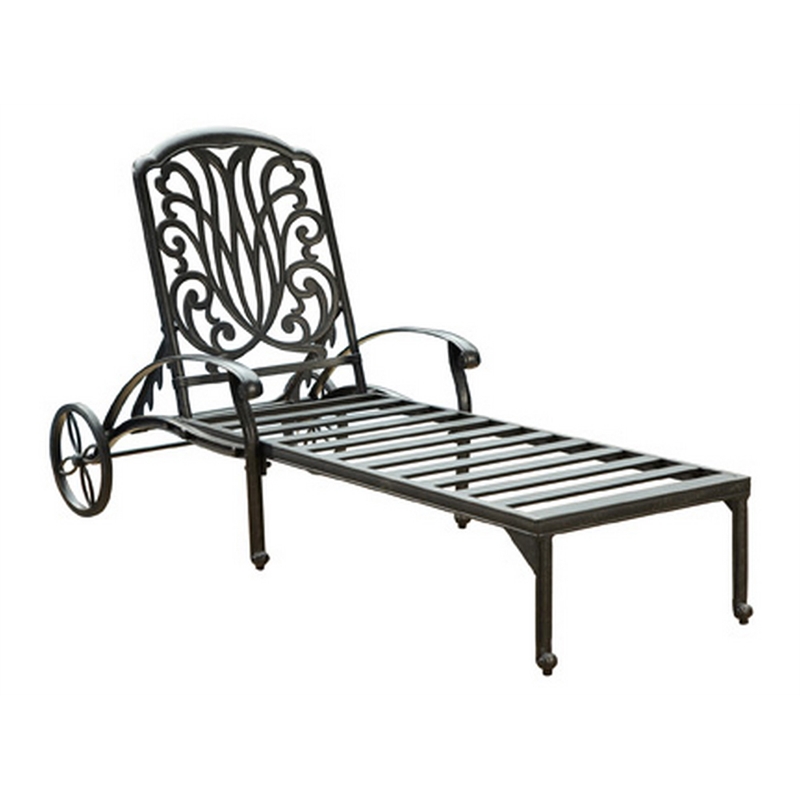 Afuera Living Traditional Aluminum Outdoor Chaise Lounge in Charcoal