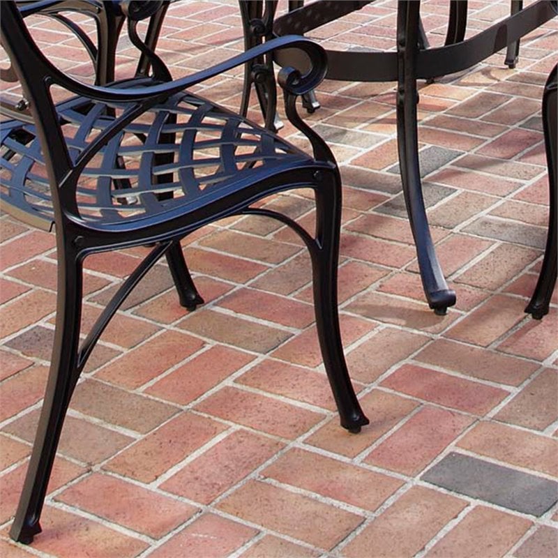 Afuera Living Traditional Aluminum 7 Piece Outdoor Dining Set in Black