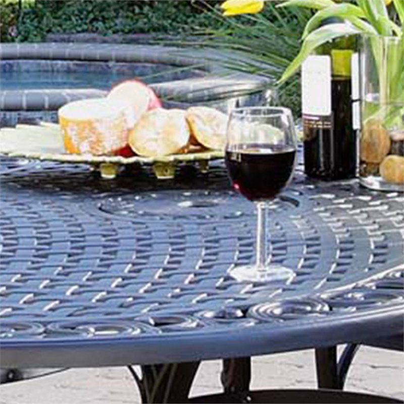 Afuera Living Traditional Aluminum 7 Piece Outdoor Dining Set in Black