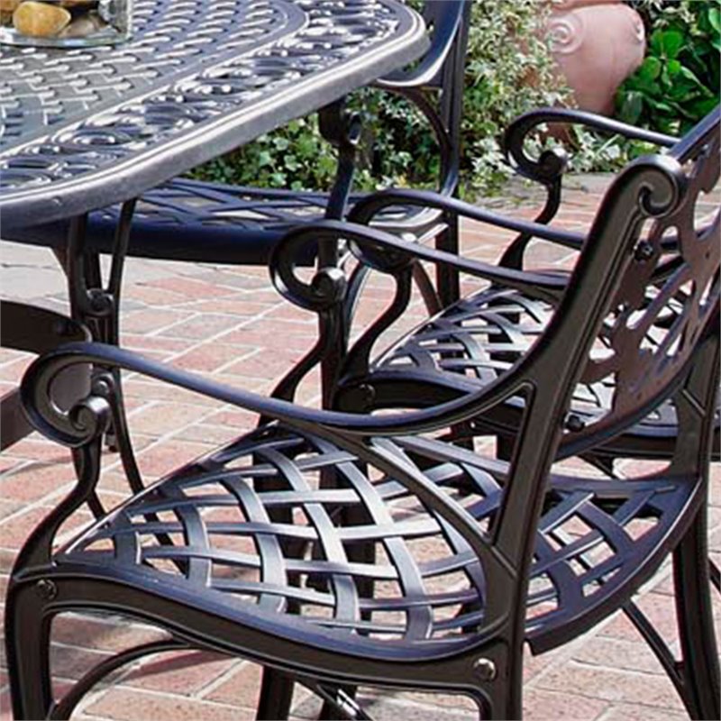 Afuera Living Traditional Aluminum 7 Piece Outdoor Dining Set in Black