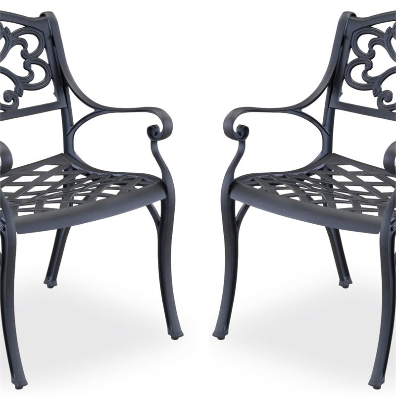 Afuera Living Traditional Aluminum 7 Piece Outdoor Dining Set in Black