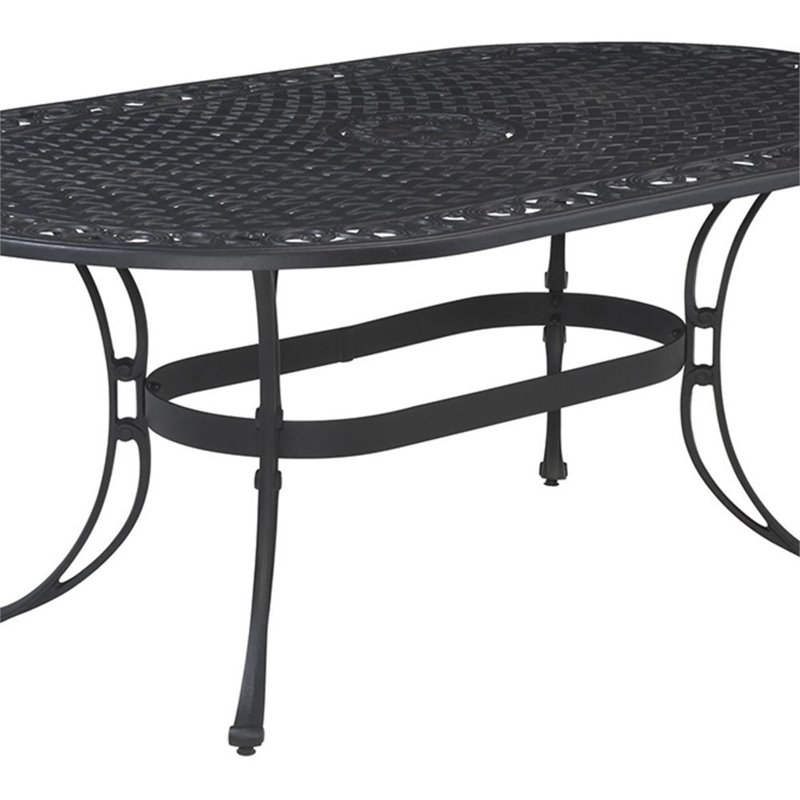Afuera Living Traditional Aluminum 7 Piece Outdoor Dining Set in Black