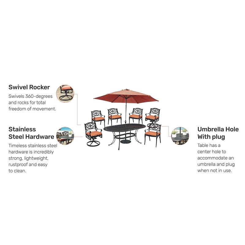 Afuera Living Traditional Aluminum 7 Piece Outdoor Dining Set in Black